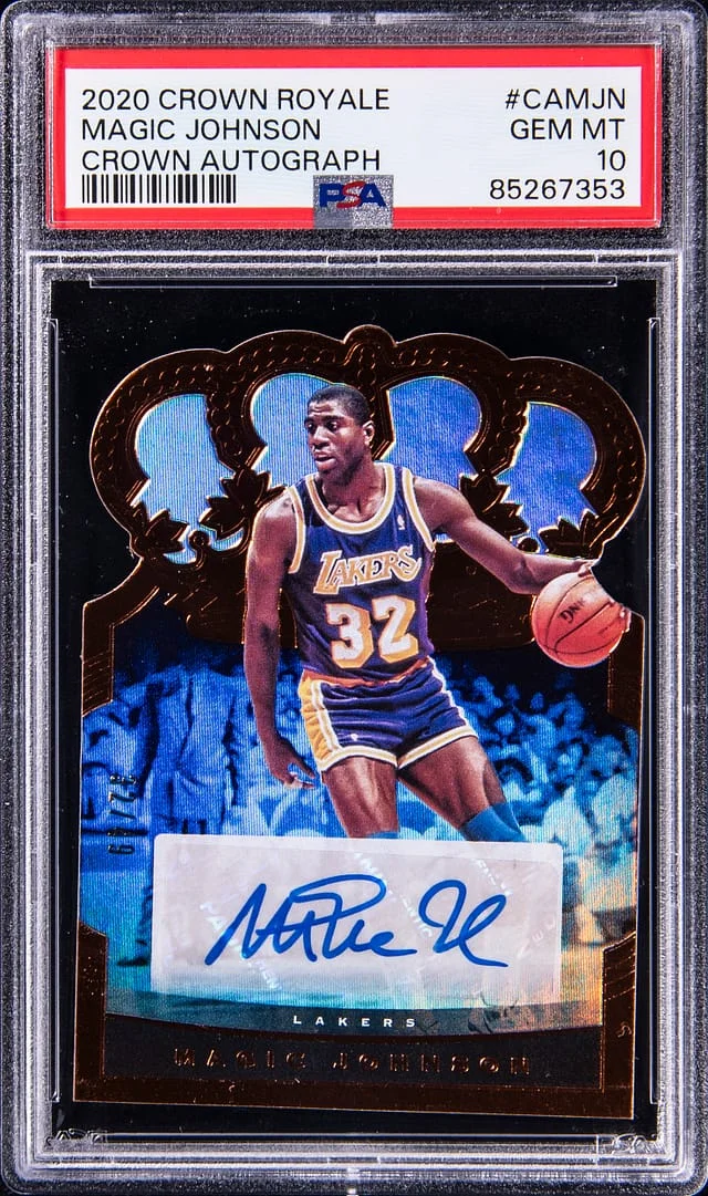 2020-21 Panini Crown Royale Magic Johnson Crown Autograph #CAMJN card image
