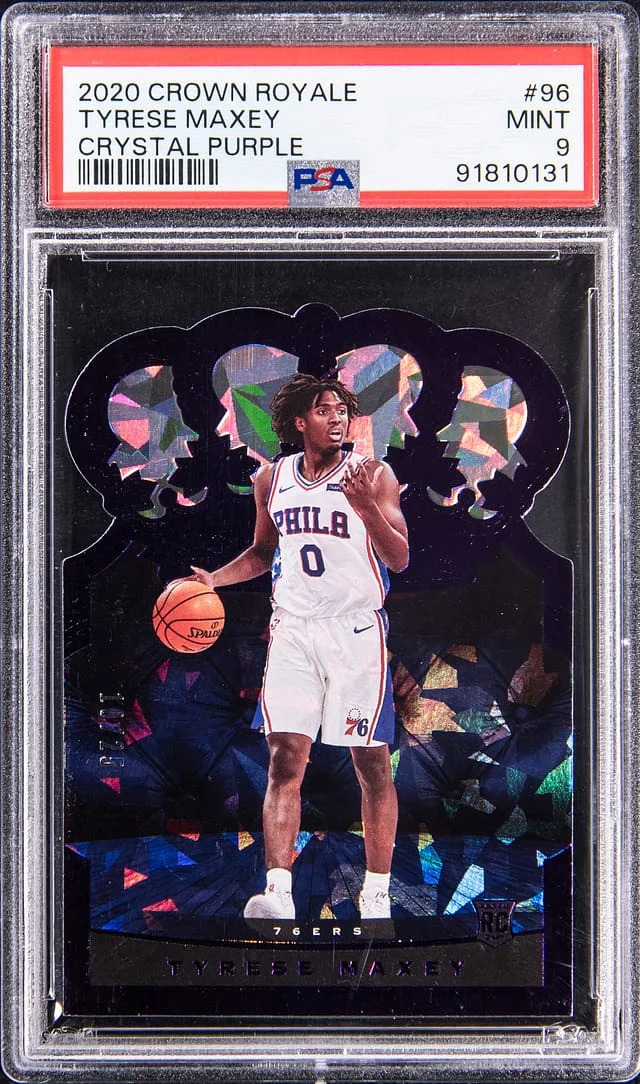 2020-21 Panini Crown Royale Tyrese Maxey Crystal Purple #96 card image