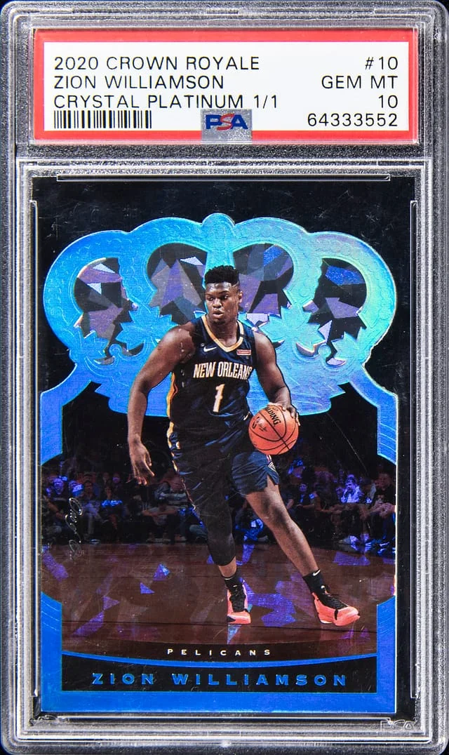2020-21 Panini Crown Royale Zion Williamson Crystal Platinum #10 card image