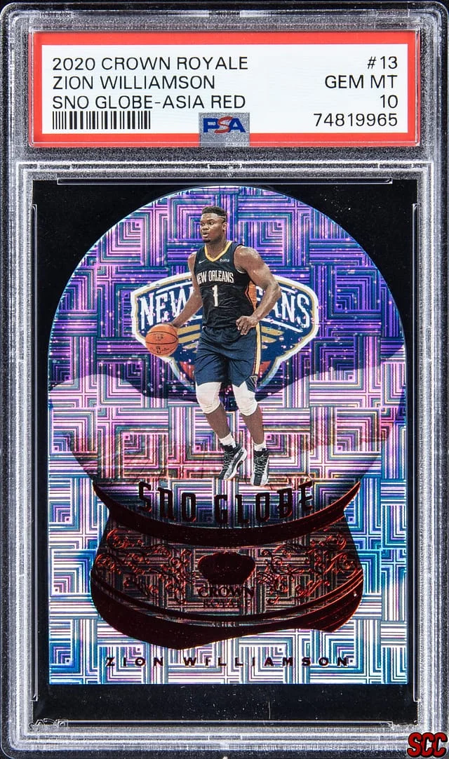 2020-21 Panini Crown Royale Zion Williamson Snow Globe Asia Red #13 card image