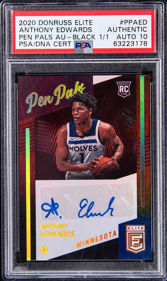 2020-21 Panini Donruss Anthony Edwards Elite Pen Pals Autograph Black #PP-AED card image