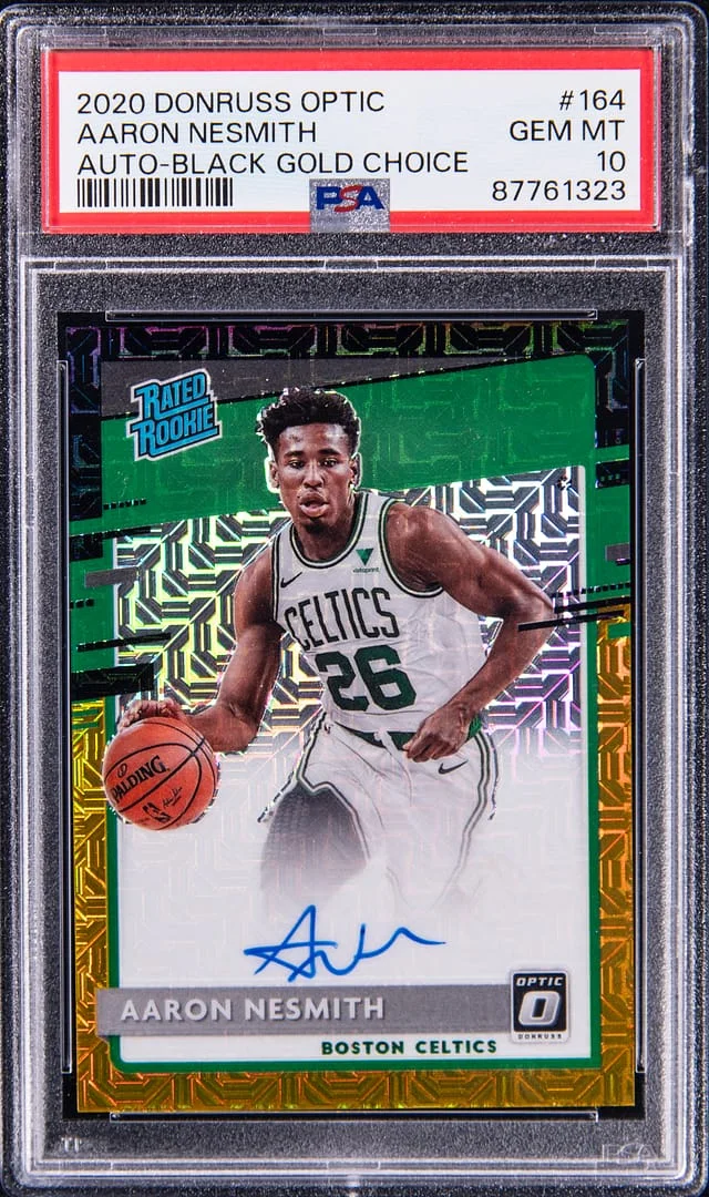 2020-21 Panini Donruss Optic Aaron Nesmith Autograph Black Gold Choice #164 card image