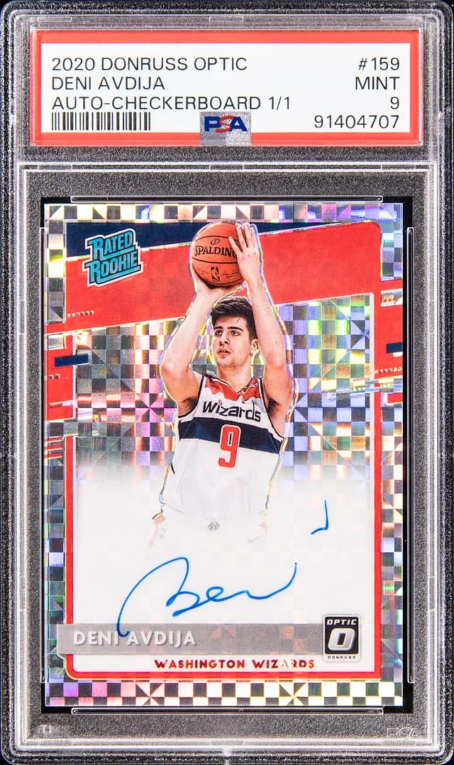 2020-21 Panini Donruss Optic Deni Avdija Rated Autographs Checkerboard #159 card image