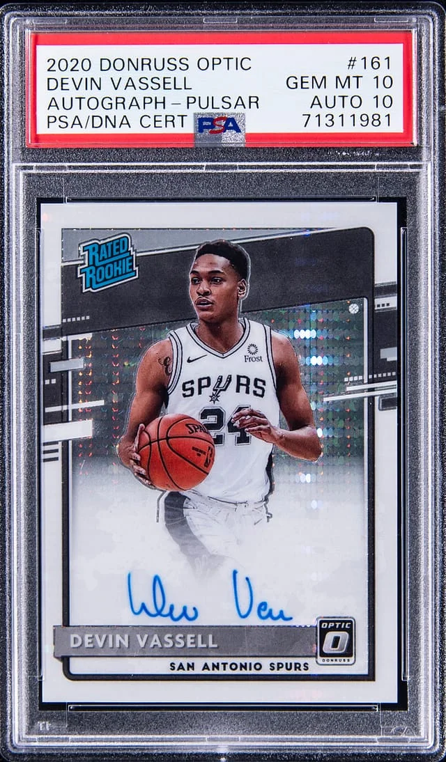 2020-21 Panini Donruss Optic Devin Vassell Autograph Gold Vinyl Prizm #161 card image