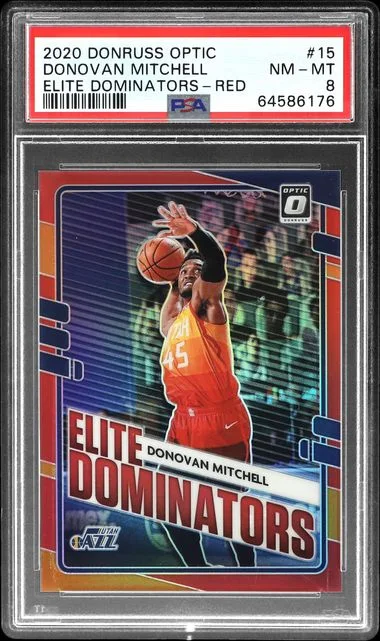 2020-21 Panini Donruss Optic Donovan Mitchell Elite Dominators Red #15 card image