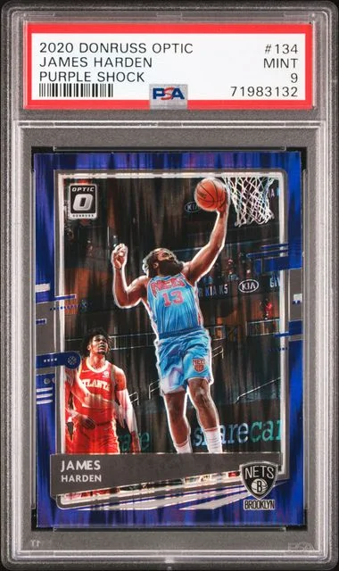 2020-21 Panini Donruss Optic James Harden Purple Shock #134 card image