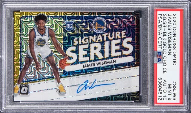 2020-21 Panini Donruss Optic James Wiseman Choice Signature Series Black/Gold Prizm #JWS card image