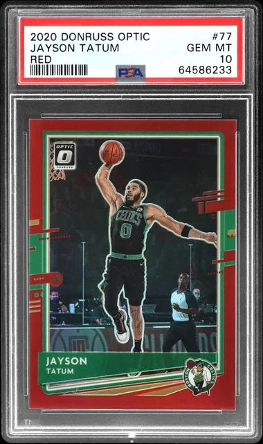 2020-21 Panini Donruss Optic Jayson Tatum Red #77 card image