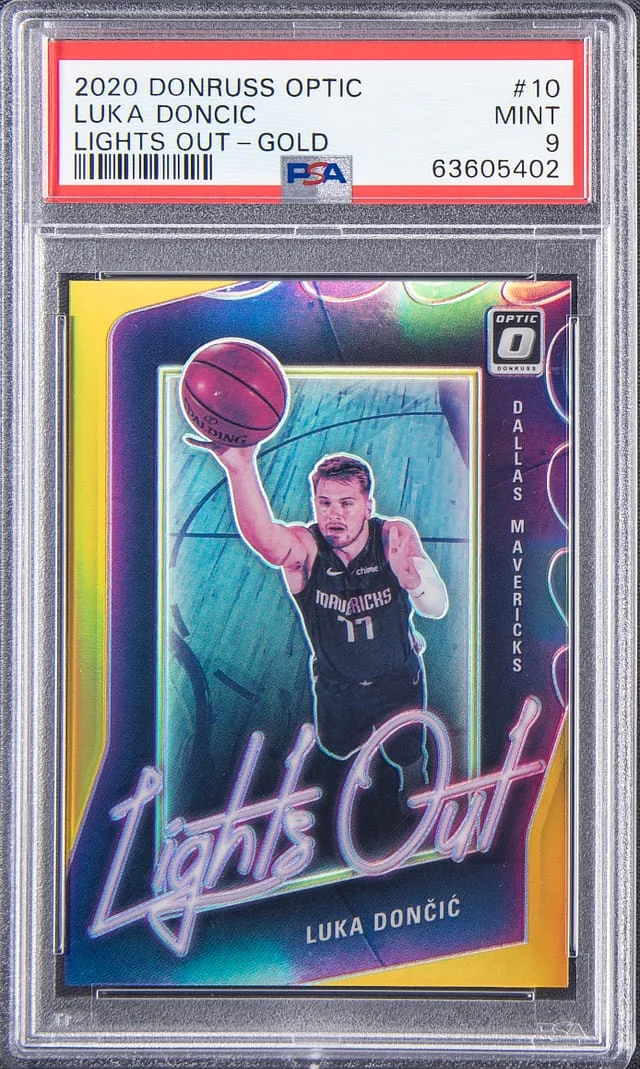 2020-21 Panini Donruss Optic Luka Doncic Lights Out Gold #10 card image