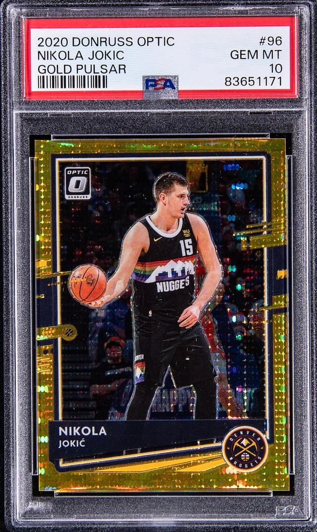 2020-21 Panini Donruss Optic Nikola Jokic Gold Pulsar #96 card image