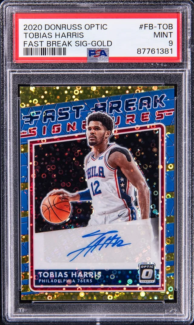 2020-21 Panini Donruss Optic Tobias Harris Fast Break Signatures Gold Prizm #FB-TOB card image