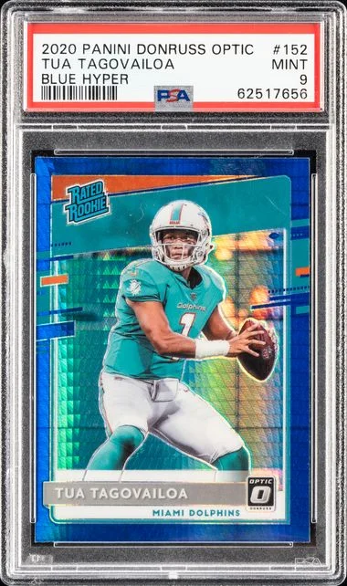 2020-21 Panini Donruss Optic Tua Tagovailoa Blue Hyper Rated #152 card image