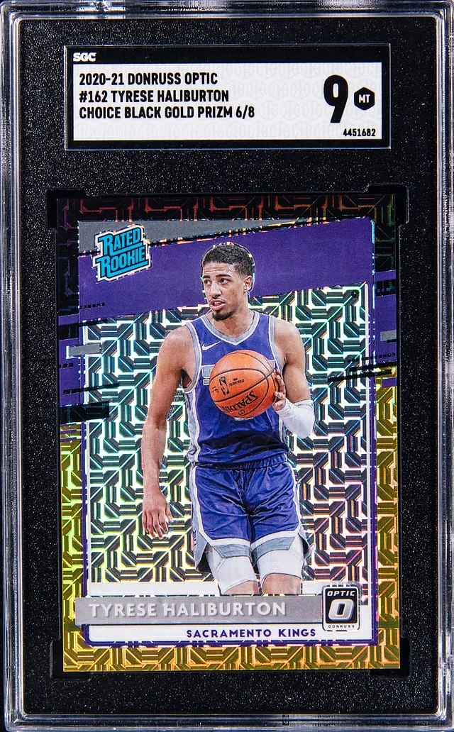 2020-21 Panini Donruss Optic Tyrese Haliburton Choice Black Gold Prizm #162 card image