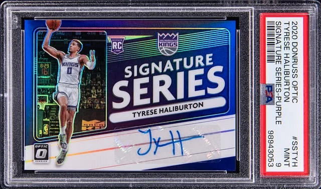 2020-21 Panini Donruss Optic Tyrese Haliburton Signature Series Purple #SS-TYH card image