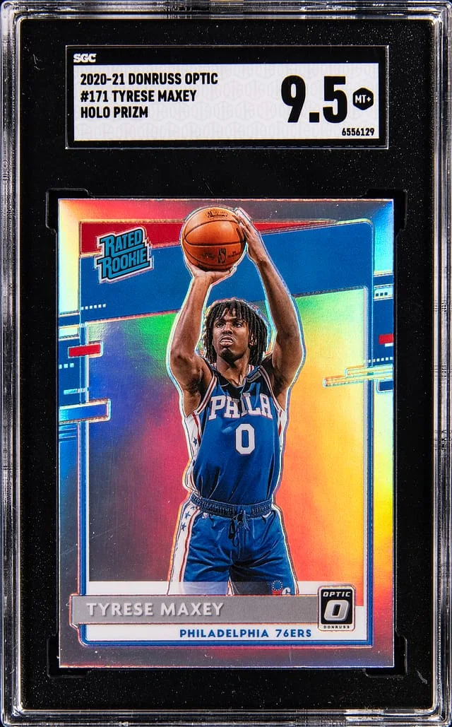 2020-21 Panini Donruss Optic Tyrese Maxey Rated Holo Prizm #171 card image