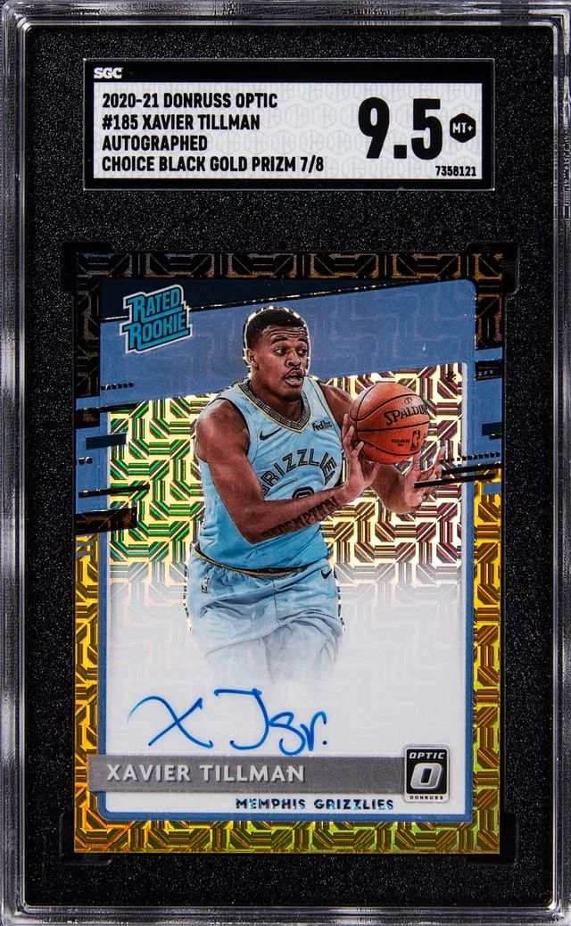 2020-21 Panini Donruss Optic Xavier Tillman Choice Black Gold Prizm Autographed #185 card image