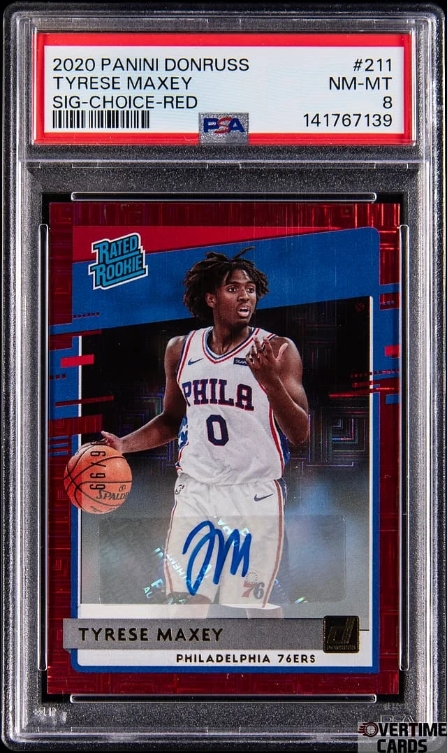 2020-21 Panini Donruss Tyrese Maxey Signature Choice Red #211 card image