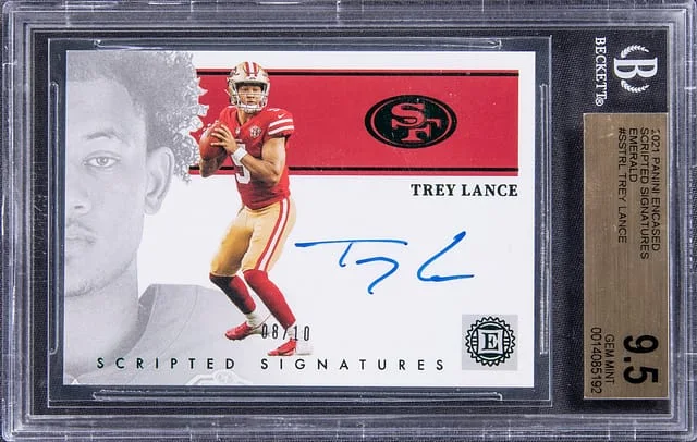 2020-21 Panini Encased Trey Lance Emerald #SS-TRL card image