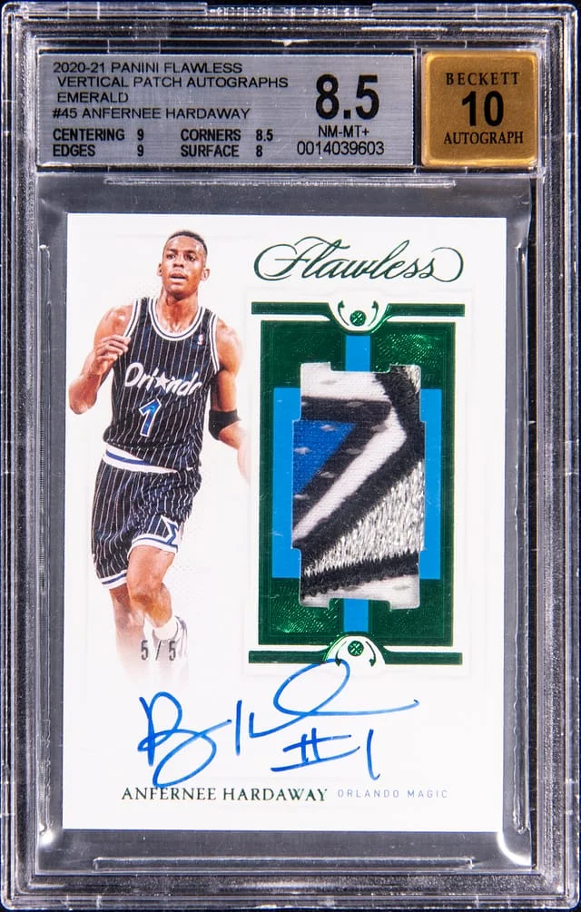 2020-21 Panini Flawless Anfernee Hardaway Vertical Patch Autographs Emerald #VPA-PEN card image