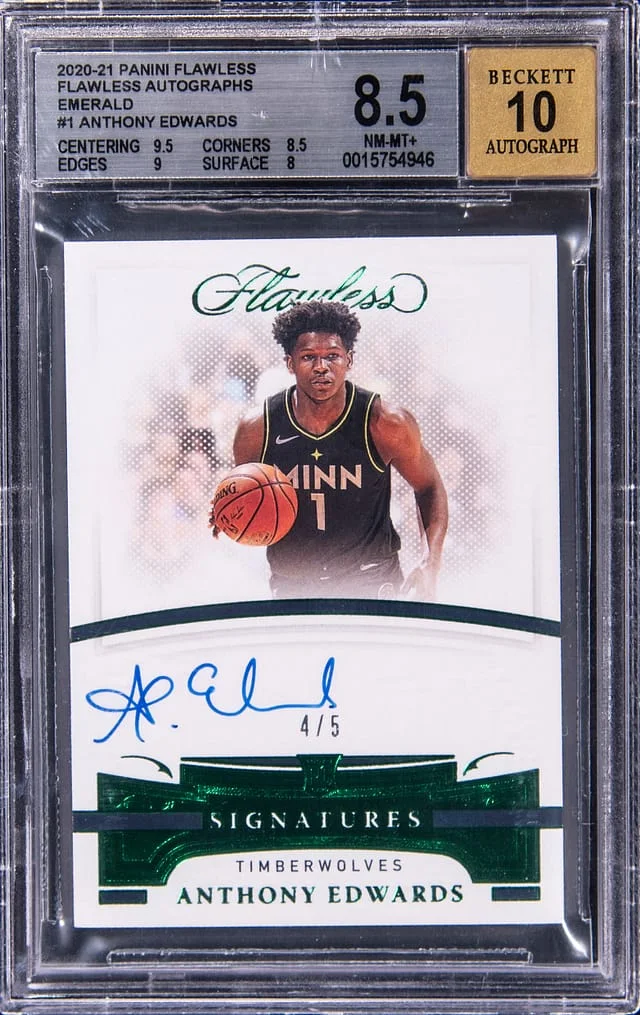 2020-21 Panini Flawless Anthony Edwards Autograph Emerald #1 card image