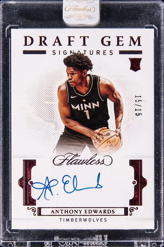 2020-21 Panini Flawless Anthony Edwards Draft Gem Signatures Ruby #DG-AEW card image