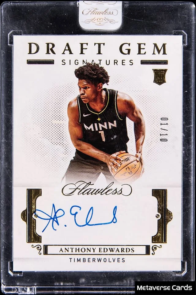 2020-21 Panini Flawless Anthony Edwards Draft Gem Signatures Gold #DG-AW card image