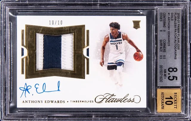 2020-21 Panini Flawless Anthony Edwards Patch Autographs Gold #FPA-ANT card image
