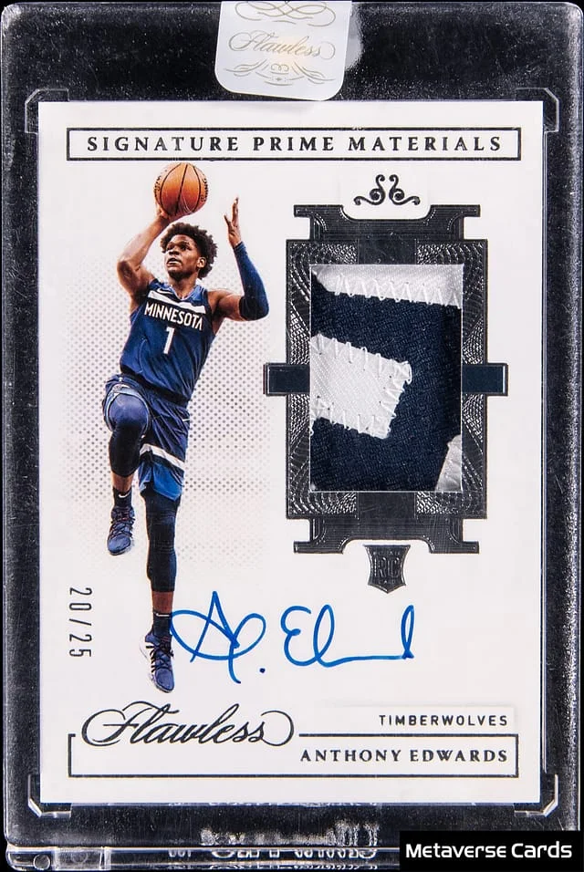 2020-21 Panini Flawless Anthony Edwards Signature Prime Materials #SPM-ANT card image
