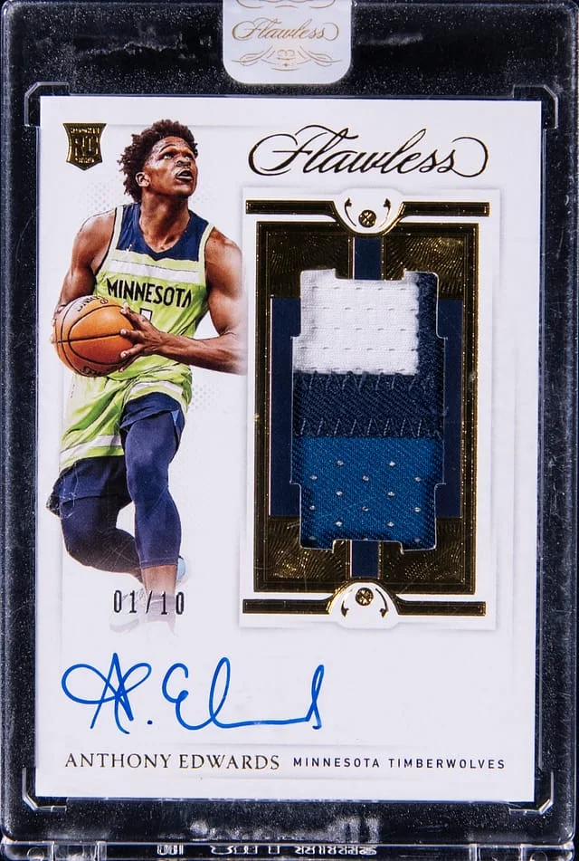 2020-21 Panini Flawless Anthony Edwards Vertical Patch Autograph Gold #VPA-ANT card image