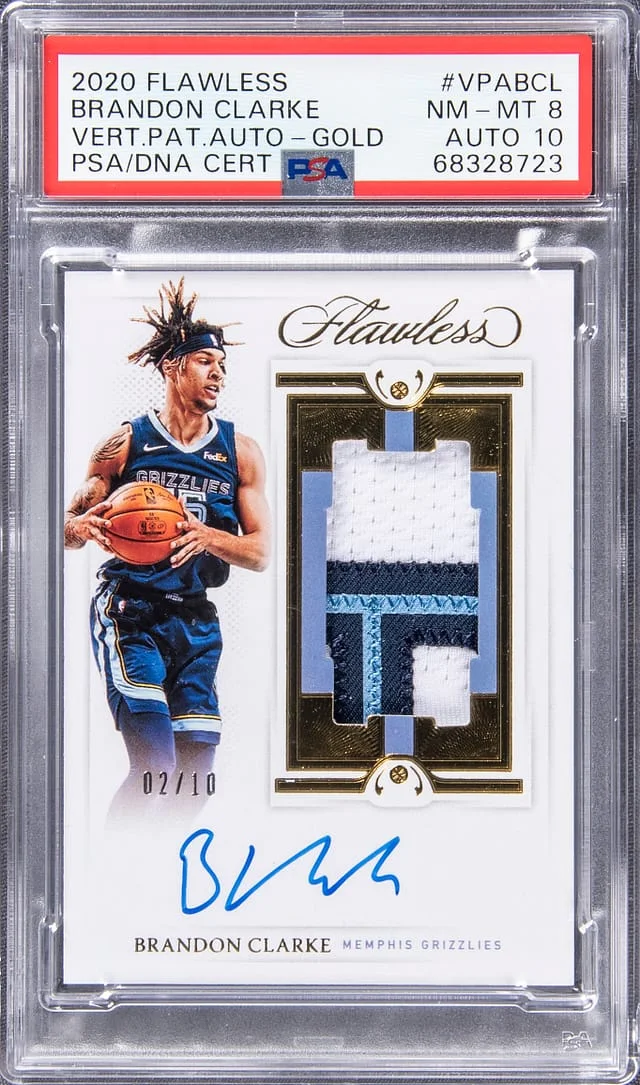 2020-21 Panini Flawless Brandon Clarke Vertical Patch Autographs Gold #VPA-BCL card image