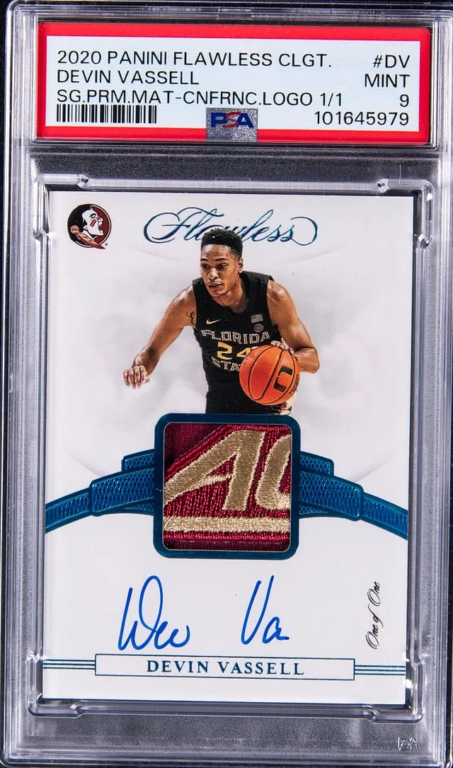 2020-21 Panini Flawless Devin Vassell Collegiate Signature Prime Materials Conference Logo #SPM-DV card image