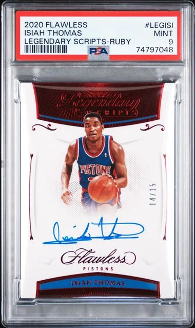 2020-21 Panini Flawless Isiah Thomas Legendary Scripts Ruby #LEG-ISI card image