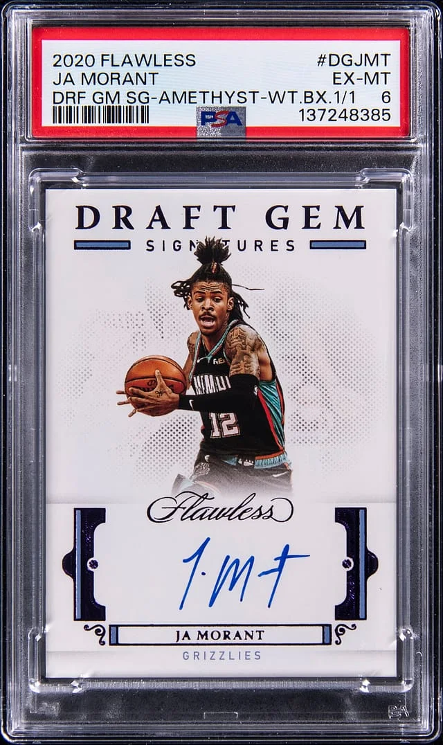 2020-21 Panini Flawless Ja Morant Draft Gem Amethyst White Box #DG-JMT card image