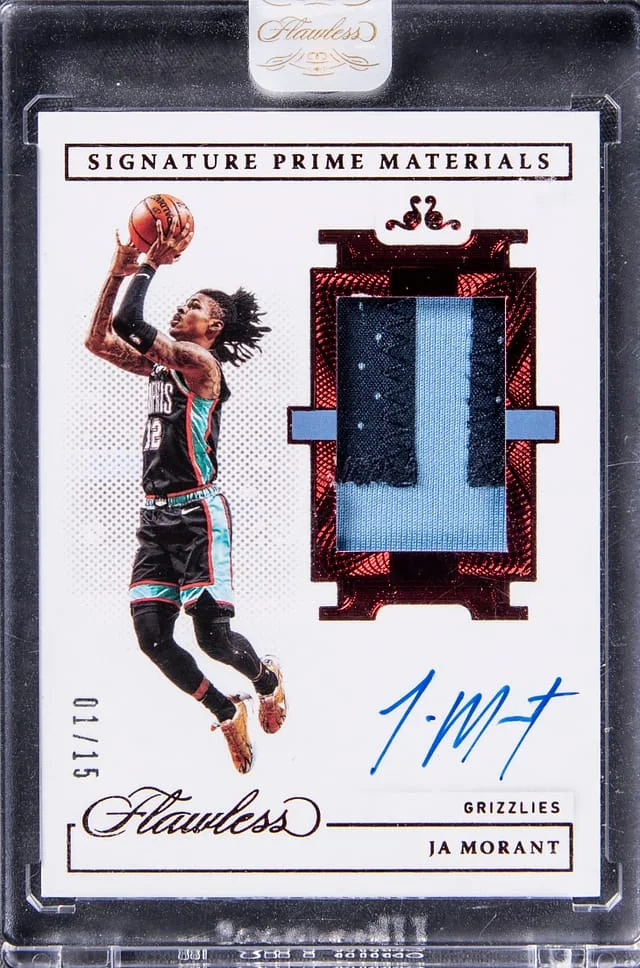 2020-21 Panini Flawless Ja Morant Signature Prime Materials Ruby #SPM-JAM card image
