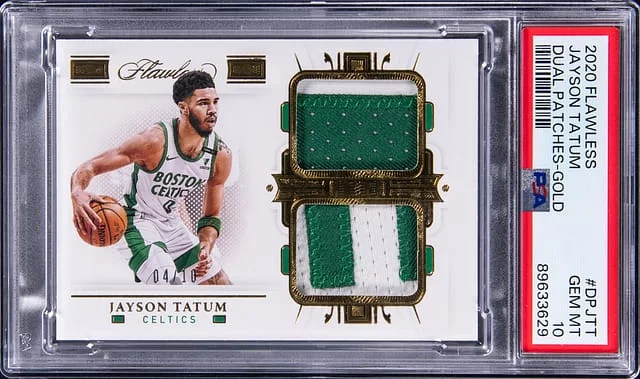 2020-21 Panini Flawless Jayson Tatum Dual Patches Gold #DPJTT card image
