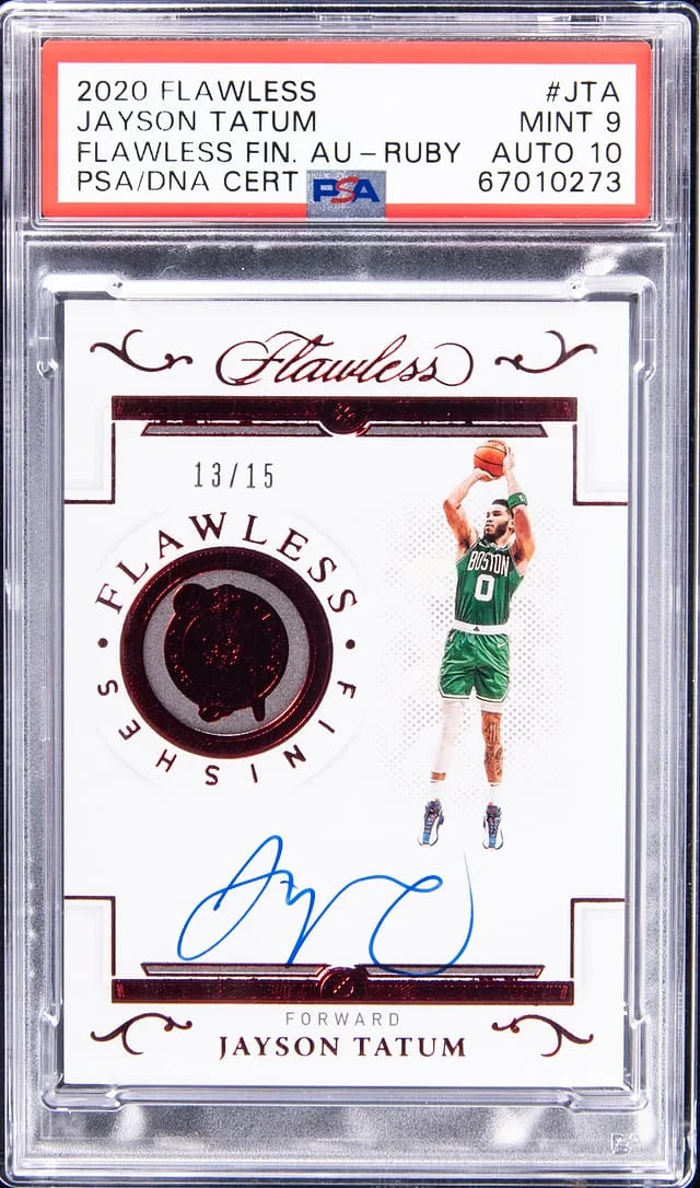 2020-21 Panini Flawless Jayson Tatum Finishes Autograph Ruby #FIN-JTA card image