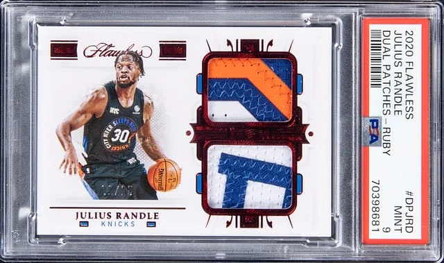 2020-21 Panini Flawless Julius Randle Dual Patches Ruby #DPJRD card image