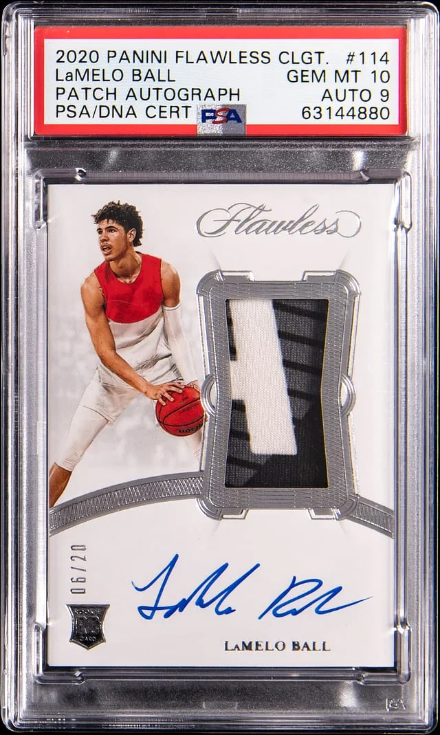 2020-21 Panini Flawless LaMelo Ball Collegiate Patch Autograph (RPA) #114 card image