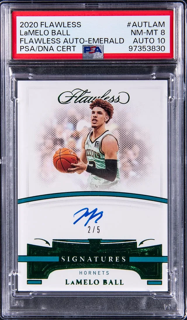 2020-21 Panini Flawless LaMelo Ball Autographs Emerald #AU-TLAM card image