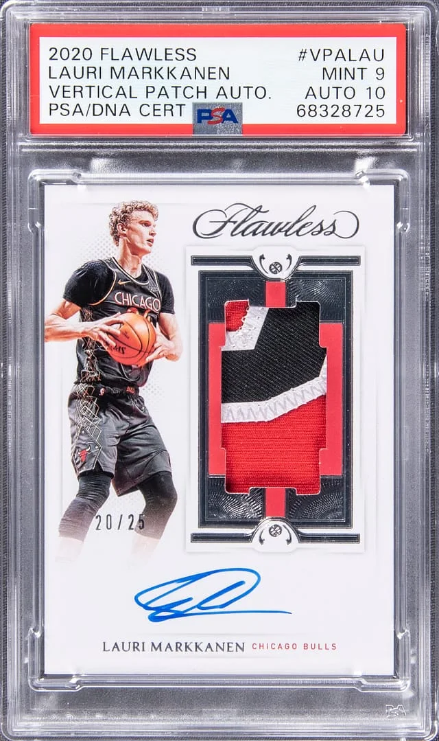 2020-21 Panini Flawless Lauri Markkanen Vertical Patch Autographs #VPA-LAU card image