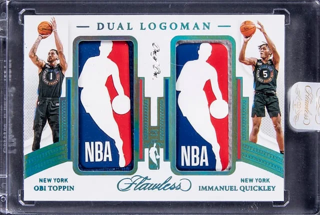 2020-21 Panini Flawless Obi Toppin/Immanuel Quickley Patch – Panini Encased Dual Logoman #2LG-NYK card image