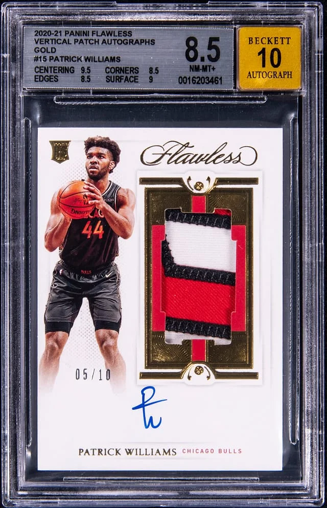 2020-21 Panini Flawless Patrick Williams Vertical Patch Autograph Gold #VPA-PAT card image