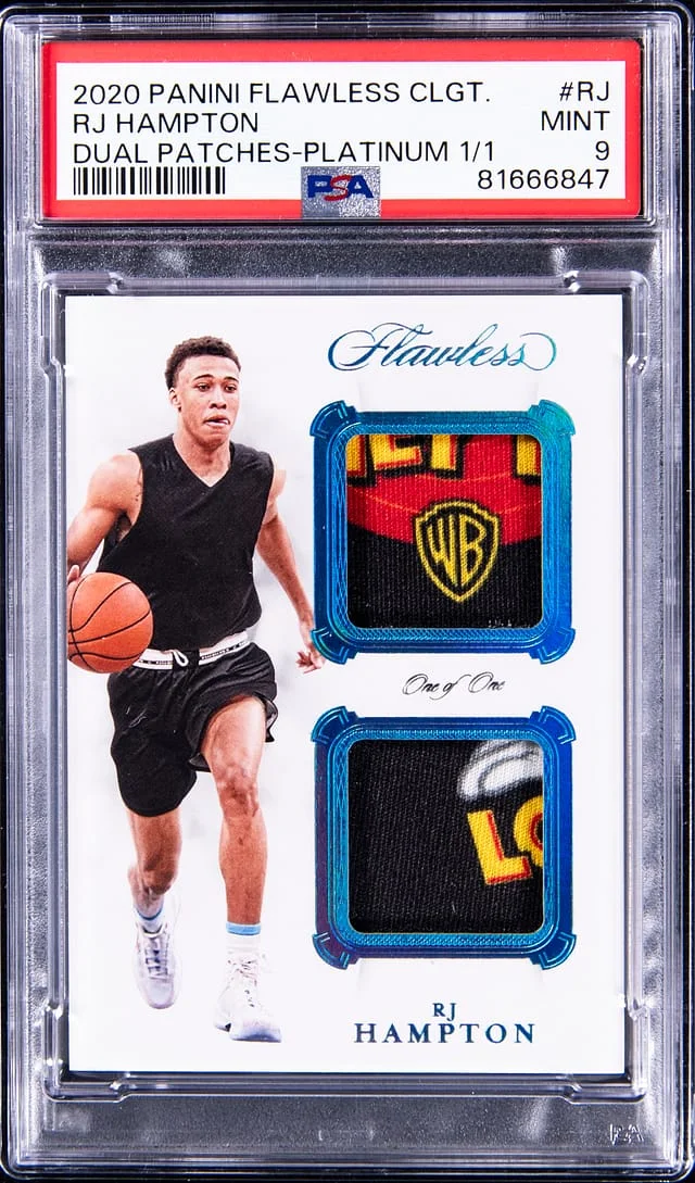 2020-21 Panini Flawless RJ Hampton Collegiate Dual Patches Platinum #DP-RJ card image
