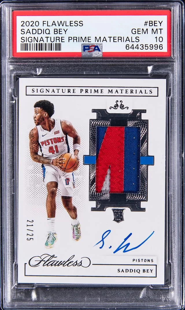 2020-21 Panini Flawless Saddiq Bey Signature Prime Materials #BEY card image