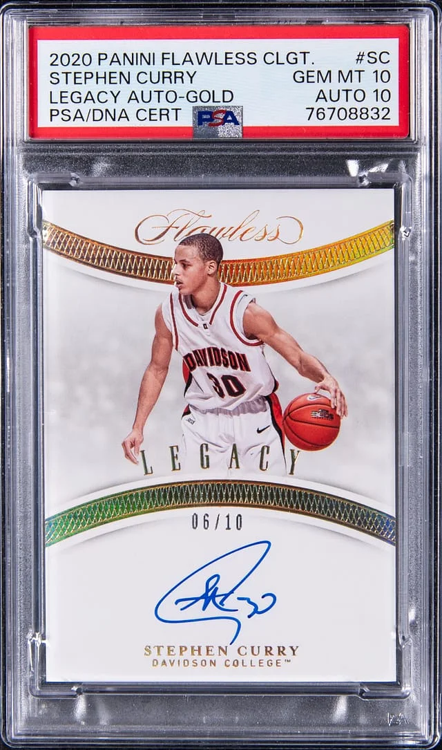 2020-21 Panini Flawless Stephen Curry Collegiate Legacy Autograph Gold #LA-SC card image