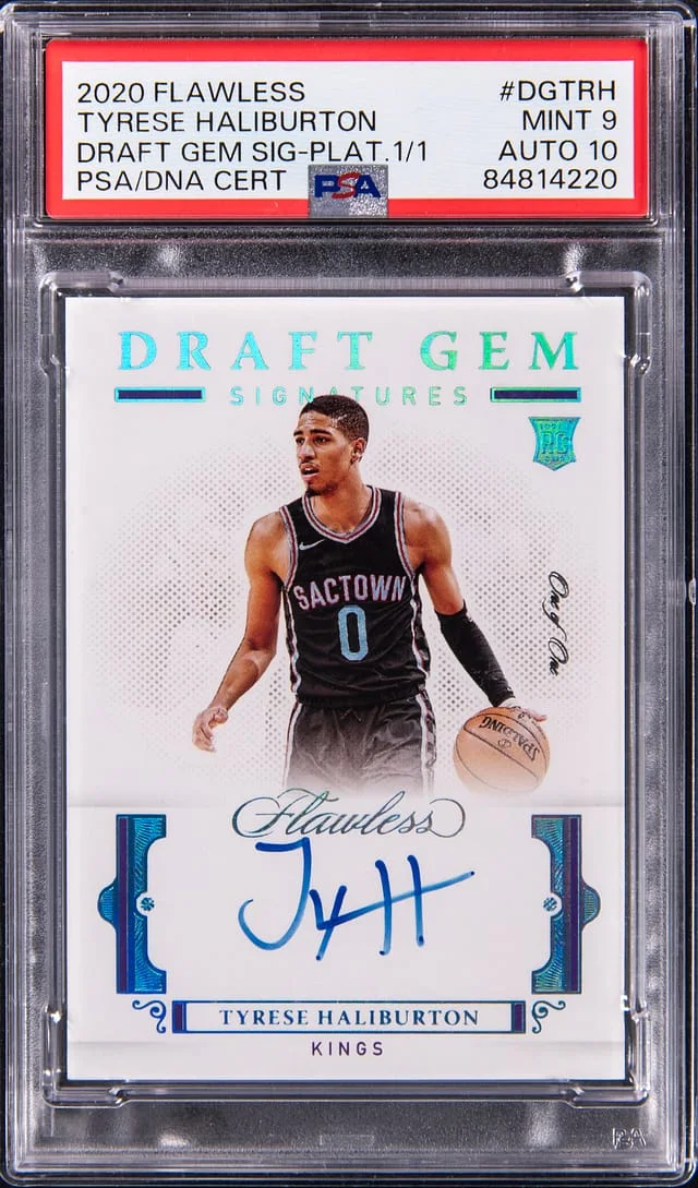 2020-21 Panini Flawless Tyrese Haliburton Draft Gem Signatures Platinum #DG-TRH card image