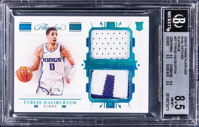 2020-21 Panini Flawless Tyrese Haliburton Dual Patches Platinum #DP-THB card image
