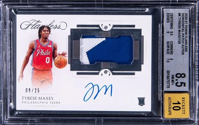 2020-21 Panini Flawless Tyrese Maxey Horizontal Patch Autographs #6 card image