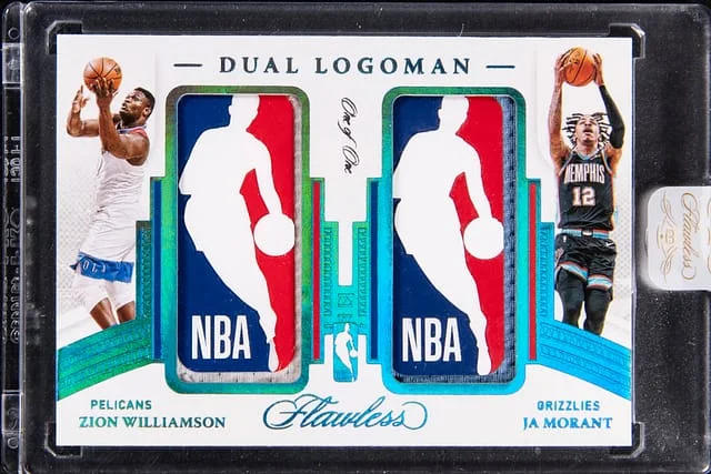 2020-21 Panini Flawless Zion Williamson/Ja Morant Dual Logoman #2LG-ZJA card image