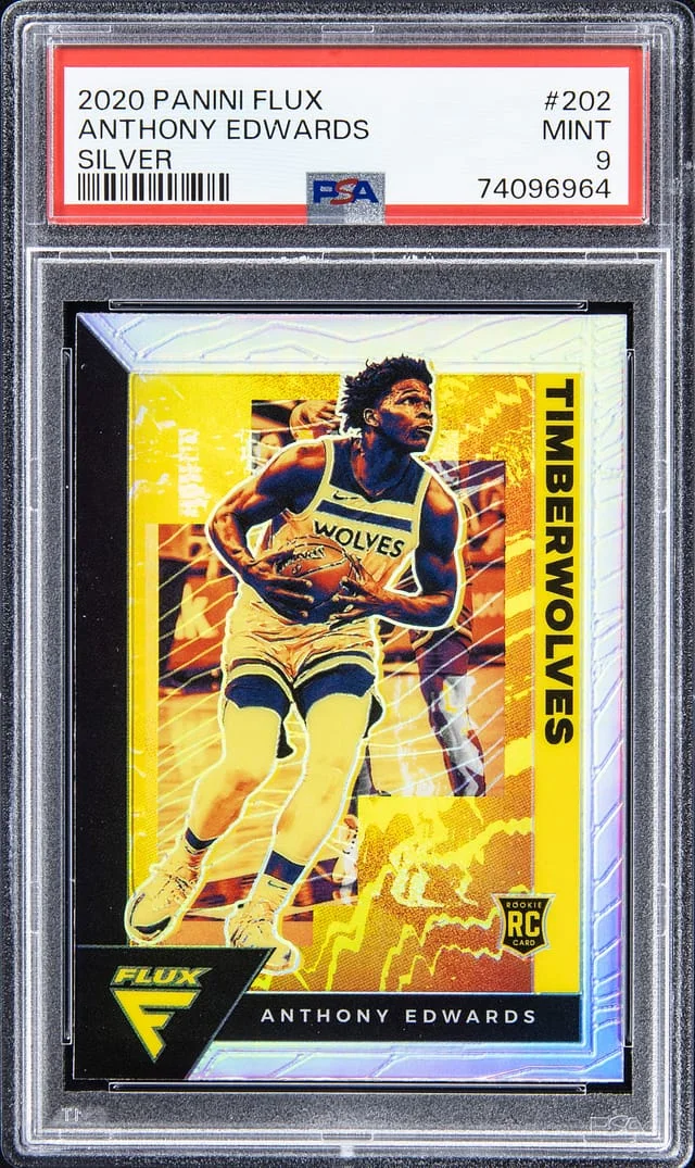2020-21 Panini Flux Anthony Edwards Fanatics Green Cracked Ice #202 card image